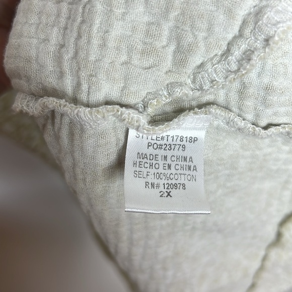 Entro 2X Plus Size Floral Frayed Cotton Gauze Pocket Tunic Top Boho Blouse - Picture 10 of 12